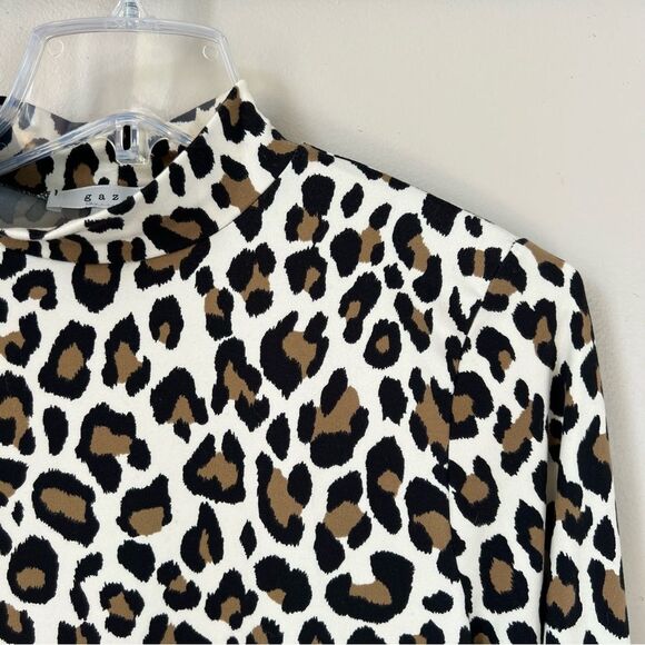Gaze Leopard Mock Long Sleeve Buttery Soft Top Shirt Blouse Size L - Picture 4 of 13